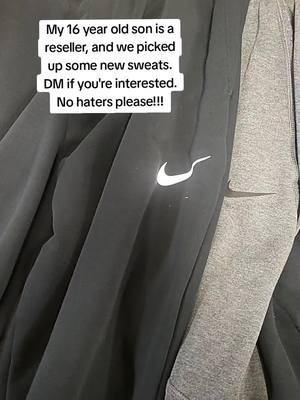 My 16 year old son is a reseller and we are running a big sweatpant sale. Reach out if you are interested. No haters please. #grailed #depop #goodwillbins #yng_thrifts #ebay #facebookmarketplace #motherson #poshmark #nike @lucas.Shaw 