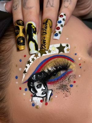 Today would have been Elvis‘s 89th birthday, so I decided to do a little makeup/nails tribute for all of the Elvis fans out there. Happy birthday to one of the many icons of music!  • @Mehron Makeup Paradise Paint palette. • @Fenty Beauty Trophy Wife Killawatt Highlighter as my lid shade. • @BeatGangBeauty Tea lashes (use code BRIA to save some money on your order.)  • @Star Crushed Cosmetics Wonder Woman glitter.  👁️ Contacts: @Unicoeye Gene Brown.  👩🏼‍🎨 Makeup brushes used: @modabrush (use code BRIA to save money on your order.) 💅🏼 Nails by me: @BEart Nails  #Elvis #ElvisPresley #Music #HappyBirthday #HappyBirthdayElvis #Makeup #MakeupLook #EyeArt #Art #Artist #Artista #Graceland #Nails #NailArt #PressOnNails #NailsNailsNails #TheBriabeauty #elvisart #elvispresleyfans #elvispresleymusic #elvispresleyart #elvisart #mehron #mehronmakeup #beatganglashes #beatgang #mua #makeupartist #makeupartistcheck #makeupartistsoftiktok #makeupartistworldwide #fun #funlook #viral #follow #look #eyes #modabrush #modabrushes #modamavens #beautifullybold #create #starcrushedcosmetics #unicoeye #fentybeauty #fentybeautybyrihanna #tiktokmakeup #artoftheday #artoftiktok #makeupartistproblems  