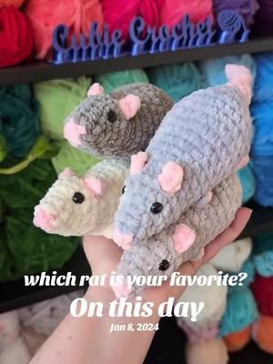 #onthisday which rat color is your favorite? these are from my no sew rat pattern, and I am currently working on a baby rat version, coming soon! #nosewrat #crochetrat #crochetplushie 