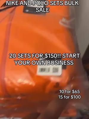 20 SETS FOR $150!! START YOUR OWN BUSINESS #booster #nikesets #viralvideo #SmallBusiness #smallbusinesscheck #truereligion #polosets #tennessee #atl #polo 