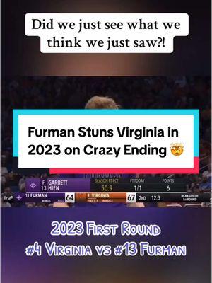 2023 First Round - JP Pegues drills a 25-footer to stun Virginia and give Furman its first tourney win in 49 years #MarchMadness #ncaatournament #ncaabasketball #collegebasketball #cbb #furman #jppegues #uva #crazyending #kevinharlan #didwejustsee 