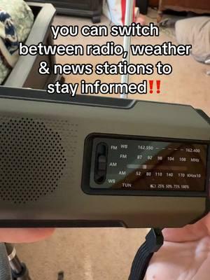 There’s even a hand crank on the side! With the state of the world right now, I’d rather be safe than sorry. This is the perfect prepper essential for your bug out bag! Snag one at the orange shopping cart 👇🏻  - - - #preppertok #preppersoftiktok #solarpoweredradio #ww3 #prepareyourself #fyp #prepperessentials #emergencyradio 