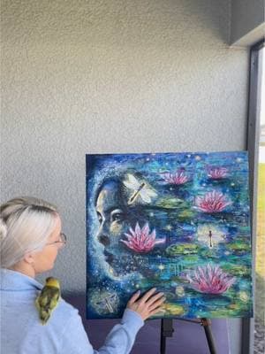 My newest piece titled, “Still Waters Run Deep” inspired by Monet’s Water Lilies. Did I capture the essence of his painting? #monet #waterlily #art #painting #ethereal #oilpainting 