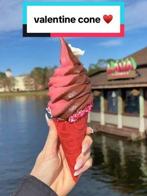 New Valentine Cone ♥️🌹🍦at Swirls on the Water in Disney Springs! DOLE Whip Strawberry swirled with Soft-Serve Chocolate, Pink Vanilla Waffle Cone, Valentine Sprinkles, and White Sugar Rose 🌹  #disneyworld #disney #disneyparks #disneyfood #disneyfoodie #swirlsonthewater #ValentinesDay #disneysprings 