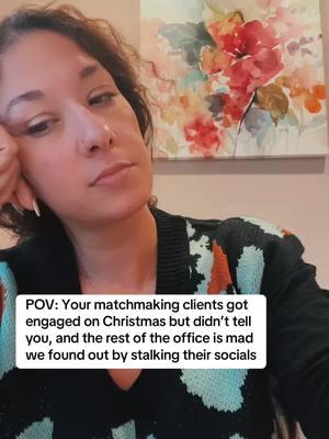 Actual footage of this happening this week. Friendly reminder that while we don’t expect to be the first person you tell, we do LOVE to hear these updates directly from you rather than social media or wedding websites 😜 #awinisawin #clientsuccess #engaged #matchmaker #dating #bts 