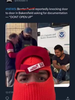Do not open your doors for BP agents knocking door to door of you live in Bakersfield, CA. Because that’s what they’re doing at the moment and many people are being arrested left and right. In images, you can see individuales being detained and asked for documentation. In other images you can see another person being asked at his front door step. You do not have to open your door for anybody. Know your rights, mi gente. #bakersfieldcalifornia #bakersfield #mexicantiktok #chicanostyle #44vato 