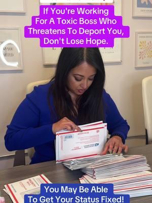 You have rights, and you may qualify to get legal status if your boss has ever threatened you or mistreated you! 🗽 #immigrationlawyer #abogadamoumita #immigrantrights #uscis #greencardmarriage #permisodetrabajo #vawa #papeles 