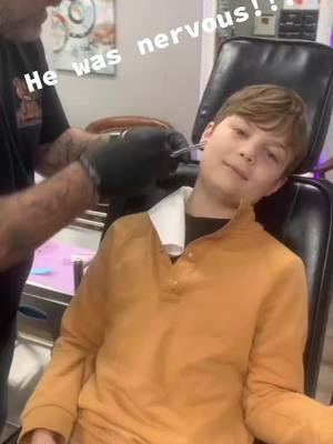 He was kinda nervous!! #piercingstudio #PiercingGoals #PiercingInspo #piercingcheck #stayhumble #piercinglovers #usa #PiercingJourney #iamsecond #northcarolina #firstpiercing #kidspiercings #childhoodmememories 