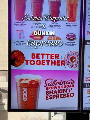 LOVEEEEE @Sabrina Carpenter #sabrinacarpenterespresso #dunkin #espresso @Dunkin' (P.S my drink is lighter because I got extra cream!)