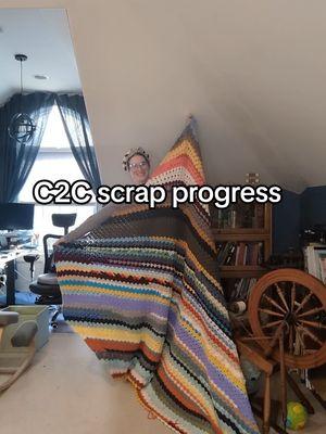 Just over 45 hours in, all C2C crochet 🥰 #crochettok #crochetaddiction #crochettiktok #crochetersoftiktok #crochet #yarn #scraps #progress #blanket #blanketlife 