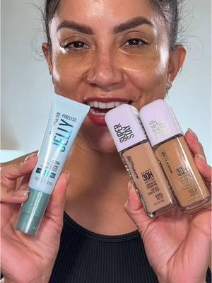 New drugstore makeup!  @Maybelline NY Poreless Jelly Blurring Primer 2% Niacinamide #maybelline Super Stay Lumi-Matte Foundation 129 & 312 mixed Lifter Stix Multi-Use Face Stick - 15 (concealer) & 70 (bronzer)  @DERMA E undereye patches  #drugstoremakeup #newmakeup #sparsebrows #latinacreator #CapCut #maybellinesuperstay #affordablemakeup 