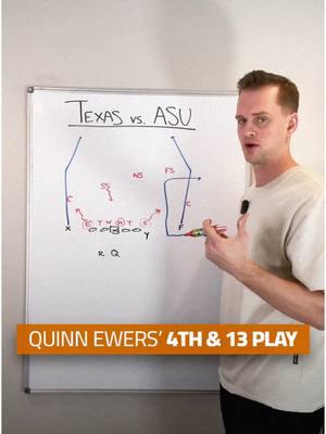 4th & 13 play breakdown. #texas #asu #arizonastate #texasfootball #cfp #CollegeFootball #playbreakdown #breakdown #whiteboard #football #scheme 