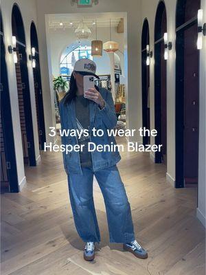 3 ways to wear the Hesper Denim Blazer #stylingtips #outfitinspo #styleinspo #waystowear 