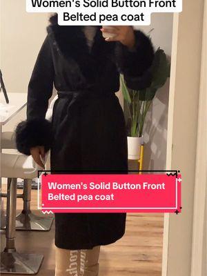 Women's Solid Button Front Belted pea coat #peacoat #peacoatseason #coldweatheroutfits #winterfashion #winteroutfit #blackpeacoat #fashion #OOTD #tiktokshopfinds 