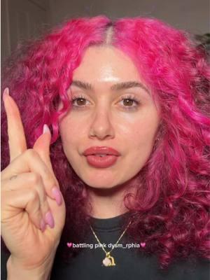 do you suffer from pink dysm_rphia😫💖💗 using @oVertone Color extreme magenta and @Good Dye Young ex girl here—do we want to see results??🩷 #pinkcurlyhair #pinkcurls pink curly hair inspo