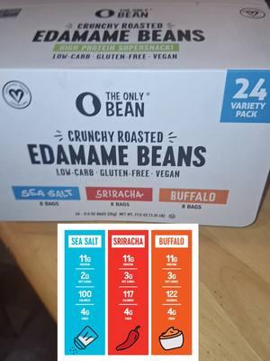 Edamame Beans! Great protein, low carb, keto friendly snack! 24 packs for $30.01 if you grab them RIGHT NOW! So crunchy & delicious in 3 flavors. #ketofriendly #healthysnack #nongmo #protein #organic  #edamamebeans #healthy @The Only Bean 