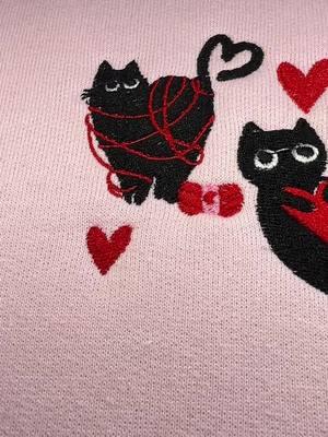 The cutest Valentines Day embroidered black cat sweatshirt #fyp #smallbusinesstiktok #ValentinesDay #valentinesdaysweater #valentinesdaytok #catsoftiktok #cat #catslovers #catsweatshirt #valentinesdaysweatshirt #TikTokShop #valentinesdaygift #valentinesday2025 