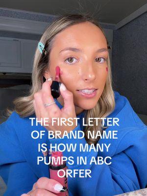 full face but the first letter of brand name is how many pumps  based on abc order! #grwm #grwmmakeup #makeupchallenge #makeupproducts #makeup #MakeupRoutine 