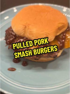 Replying to @kas.024 This is the PROPER way to make a pulled pork burger #sponsored #masterbuilt #pulledpork #pulledporkburger #smashburger #smashburgers #cheeseburger #potatobun #bbqsauce #griddle #grilling #cookingtok 