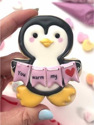 Replying to @sincerelylynnie You deserve a cookie for your patience! Hope you like it! 😊 #cookiedecorating #ValentinesDay #penguins #animalsoftiktok #cute #socute #cookies #cookietok #sosatisfying 