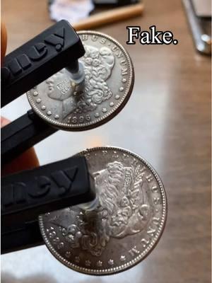 Marking Fake Coins Stamped Holed 🕳️  Scraped Labeled Anything to draw extra attention to the Coin helps. #morgandollar #silverdollars #numismatist #coincollection #coincollector #soundmoney #soundmoneymetals 