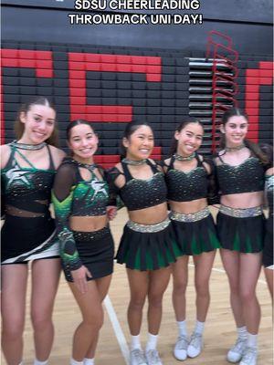 Throwback Uni Day! 📣🎀 #olduniday #tbuniform #olduniformpractice #sdsucheer #sandiegostate #californiacheer #sandiegostatecheerleading 