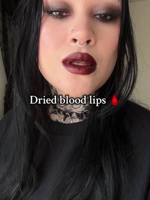 Likes like blood 🩸 @MOB Beauty x @Another Hanna M166 Soft Matte Lipstick for a dried blood shade of red 🙌🏼 #mobbeautyxhanna #bloodredlipstick #lipsticktutorial #altmakeup #makeuptutorial #darkstyle #darkaesthetic #gothlipstick #gothmakeup #crueltyfreemakeup 