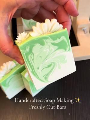 Each bar is carefully crafted to perfection! 🌿💚 Our handmade soaps are not only beautiful but also skin-loving. Treat yourself or someone special to the ultimate self-care experience. . . . #soapcutting #satisfyingvideos #handmadesoap #artisansoap #SmallBusiness #soapmaking #naturalsoap #satisfyingsoap #tiktokmademebuyit #supportsmallbusiness #asmrsoap #ecofriendlyproducts #usasmallbusiness #selfcareproducts #viralsoap 