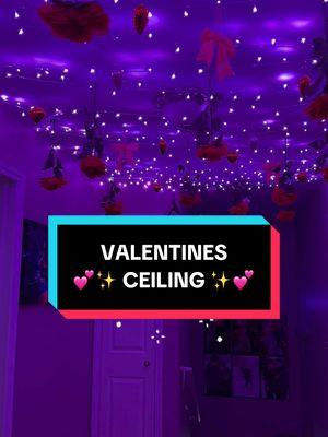 My ceiling for Valentines Day this year!! 😍✨ Hanging roses idea is from @AshleyNoSwiper 🌹❤️ Thank you! Lights are from @ollnyofficial #ollnylights #valentines #valentinesdecor #valentinesdecorations #valentinesceiling #ceiling #ceilinglights #ceilingdecor #ceilingstringlights #stringlights #stringlightsceiling #valentineslights #valentinesdiy #rosesceiling #dollartreediy #valentinesdollartreediy 