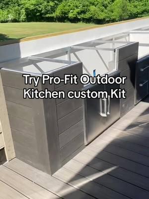 Choose Pro-Fit for a Hassle-Free, Beautiful, and Durable Outdoor Kitchen for your next project #outsidekitchen #outdoorkitchen #barbecue #grill #backyard #contractor #deck #homeimprovement #fyp #DIY #diyproject #foryoupage 