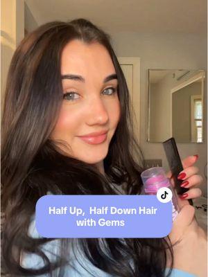 Instantly 10x cuter. Takes less than 5 minutes.💎#tiktokshopyearendsale #gems #hairaccessories #hairinspo #brunette #updohairstyle #hairtutorial #hairgems #hairstyles #gempen #asmr #messybun  