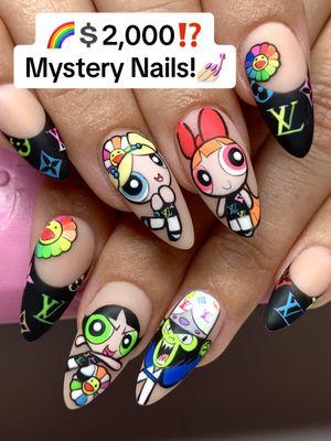 $2,000 Mystery Nails?!😱🌈😉 would you try a mystery manicure? 💅🏻 ✨Using all NAILZBYDEV brushes and gel polishes to paint! 🎨    💅🏻Set 4: @Whitney Wren  🎵remix by @oscarwylde 🕺  🩷 💜 🩵 💚  P.S. if you found this note 🗒️ the price is a joke 😉 how much do you think they were?😝 #nailart #mysterynails #cartoonnails #cutenails #nailstrends #nailsbydev #nailzbydev #naildesigns #nailvideos #nailsartvideos #nails #murakami #y2knails 