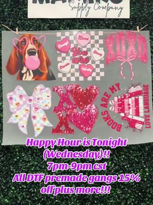 Go check out happy hour! DTF gang sheets on sale and more! #shirtmakerssupplyco #dtftransfers #shirtmakers #dtfgangsheets #shirtmakersoftiktok 