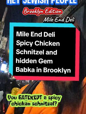 Share the Spicy Schnitzel 😡🤣 Mile End Deli in Brooklyn is a must-visit for Jewish comfort food with a Canadian twist. I had their Eli Reuben, stacked with smoked meat, corned beef, Swiss, coleslaw, mustard, and Russian dressing on pumpernickel—absolutely incredible. The Spicy Chicken Schnitzel was perfectly crispy with just the right kick. As the Babka King, I couldn’t resist trying their Chocolate Babka, and let me tell you—it delivered! I also had the Canadian Butter Tart, which was rich, buttery perfection. This spot blends tradition and creativity like no other. #MileEndDeli #BrooklynEats #EliReuben #ChocolateBabka #ChickenSchnitzel #ButterTart #JewishComfortFood #NYCFoodie #caresnone 