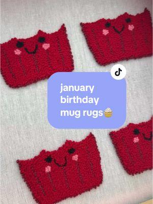 where are my January birthday people?👑🧁#punchneedle #mugrugs #crafts #relaxinghobby #cozycraft #adultcrafts #birthdaycupcakes 