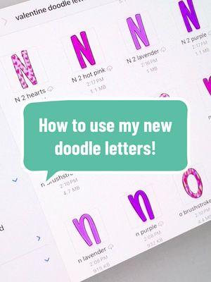 Tutorial on how to use my new Valentine and Mardi Gras doodle letters in procreate #tutorial #procreate #design #alphapack 