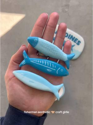 tag someone you wanna make these with 🐟 air dry clay sardine magnets  #airdryclay #airdryclayideas #sardines #fridgemagnets #diygifts #fishermanaesthetic 