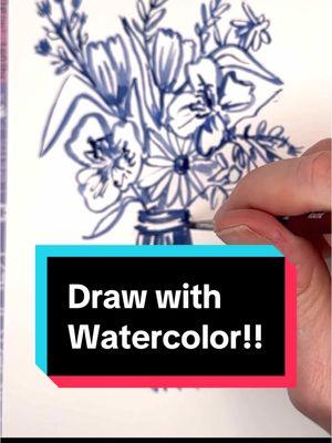 Have you tried to draw with watercolor? Check out this video I show you how.!  You can find the real time tutorial on my YT link below!⬇️ ##howtotiktok##watercolorforbeginners##watercolorspainting##artoftheday##artistsoftiktok##howtopaint##watercolorflowers##paintingprocess##sketching##drawing##genx