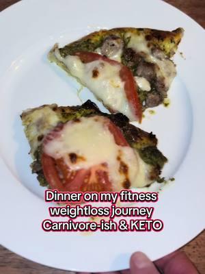 Oeto Carnivore Pizza!!! I couldn’t believe how good this was and it was exactly what I needed!! The crust idea came from @Adelle Super and I can’t recommend it enough - topped with pesto Italian sausage fresh mozzarella & a tomato follow for more #ketopizza #keto #carnivore #weightloss #carnivorediet #fyp 