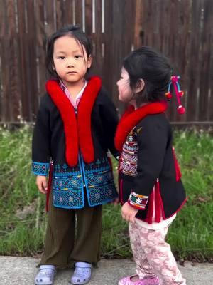 A video shoot with my two beautiful nieces in Mien embroidery outfit. #mienculture #iumien #iumientiktok 