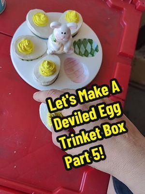 I'm so proud of me. they need another layer of sealant and then I'm bringing them to the antique mall this week. thank you @Minwax for making a fantastic sealant that will keep my eggs from breaking! the superior sealant! #dollartreediy #deviled #egg #trinket #box #stepbystep #learnwithme #diywithme #minwax #acrylic #sealant #Inverted 