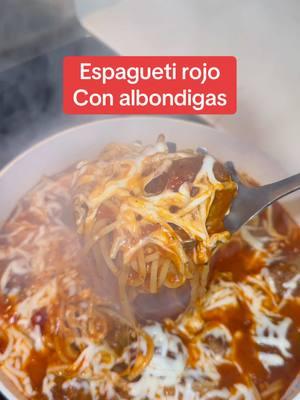 Espagueti rojo con albondigas receta❤️🫶 #homecooking #cooking #lunch #lonche #lunchideas #lunchformyhusband #lunchboxideas #loncheparamiesposo #foryoupage #fyp #parati 