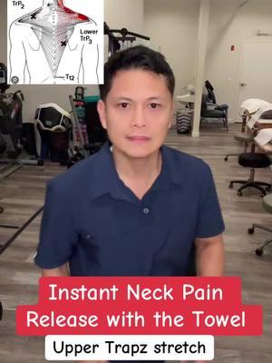 Instant Neck Pain Release Upper Trapz Stretch #neckpain #musclespasms #physicaltherapy  #viralvideo 