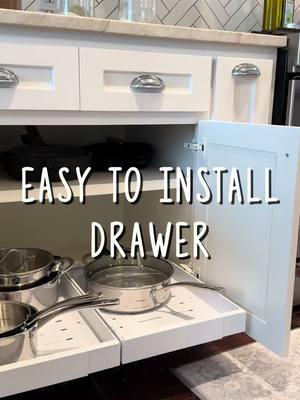 Stop getting lost in those deep bottom cabinets. These expandable pull out drawers are easy to install. They are adhesive with Nano film but you also have the option to screw them in. They expand from 12” to 20” so they are perfect for any cabinet. #organizedhome #kitchenorganizationideasinsmallspace 