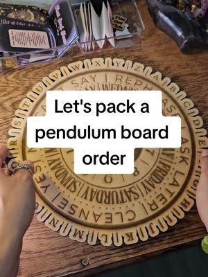 Let's pack a pendulum board order ✨️ Should I make more?!  #divination #dowsing #dowsingboard #pendulumboard #witchtok 