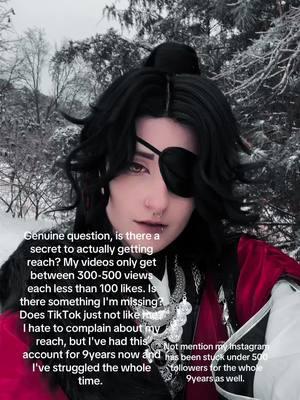 Rant in the description, read it, or don't i don't care🤷 - - - I've had this account for 9years and yet still under 50k followers😔 - Is there something i can do differently? What would you guys like to see me do? Is there a cosplay you'd like to see me do? Certain videos made? I've even join trends and yet still within the 300-500 view jail. I'm genuinely confused and slightly frustrated. I keep getting told I'm underrated and i appreciate the words, but i genuinely have no idea what to do. I'm expecting this video to also be within the 300-500 view jail. I've notice that i almost never get any interactions, is there something I'm doing wrong? Is my style of cosplaying not pretty enough?  I mainly just now make my videos for myself because i know nobody is going to see them.  I apologize if this rant is annoying, but i can't help but feel slightly drained and have little to no motivation to cosplay because i get no interaction. I know I'm not always consistent with posting videos and i apologize about that, but i don't know what "good times to post" are.  I'll be shocked if you've read this description this far, but I'd appreciate the effort.  Just any little bit of interaction helps. Even if it's just a like, a simple comment, or even re-posting.  Know that the ones that have been supporting me i appreciate you. Also y'all I've been told that y'all are scared to talk to me, I'm willing to make friends with just about anyone, please dm me or comment, add me on discord or even Instagram. I am willing to interact with y'all, i want to hear ur thoughts. I want to know what you'd like to see on my page. What can i do differently to be more entertaining for y'all? If you've made it this far comment "✨" just so i know.  My work won't get out there unless you guys help me. Any and all interaction is appreciated, even if its just a simple like then scroll.  This video may blow up or it may not, I'm not expecting it to.  #huacheng #tcgf #huachengcosplay #heavenofficialsblessing #mxtx #danmei #boyslove #donghua #heavenofficialsblessingcosplay #tcgfcosplay 