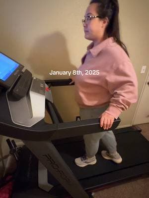 January 8th, 2025. I always tell myself it’ll be just a walk but I end up jogging anyways 🤪 #january #2025 #newyeargoals #newyear #jan #newyearnewme #pcos #plussize #getfit #treadmill #plussizefitness 