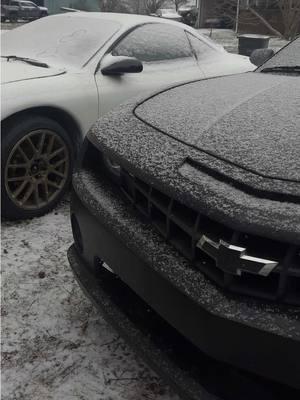 Dark Vehicles 🤝 Snow combo #camaro #snow #chevy #foryoupage #2025 #nevergiveup #discipline #fyp #foryou #snowday #blackedoutchevy #darkvehicle #carsoftiktok #cars 