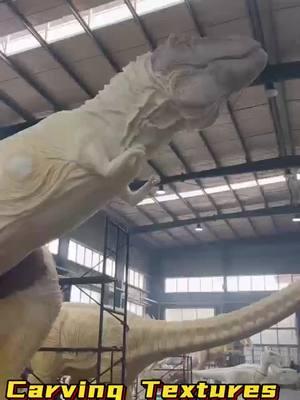 How should we carve the textures of a giant Tyrannosaurus rex like this? #dinosaur #trex #handmake #manufacturer #howtodo #producer #factory #entertainment #decor #howtotiktok #fyp #fypシ 