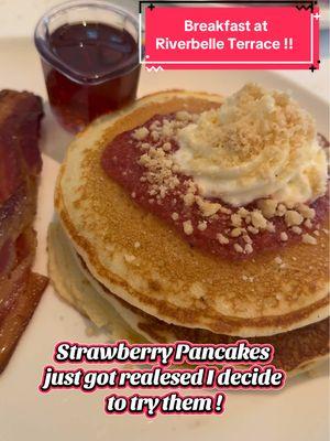 RIVERBELLE Terrace ! These Strawberry pancakes just got released !! I would definitely say 10/10 !! #trending #disney #disneyland #pancakes #breakfast #brunch #anaheim #riverbelleterrace #disneyfood #foodies #yummy #brunch #strawberry #fresas #disneytiktok #disneyadult #foodguide #guide #musttry #breakfastspots #follow #followme #comment #share #sharethemagic #fyp #fypシ #fypシ゚viral #comment #passholder #anualpassholder #paratii #megusta #bacon 